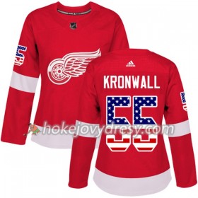 Dámské Hokejový Dres Detroit Red Wings Niklas Kronwall 55 2017-2018 USA Flag Fashion Černá Adidas Authentic
